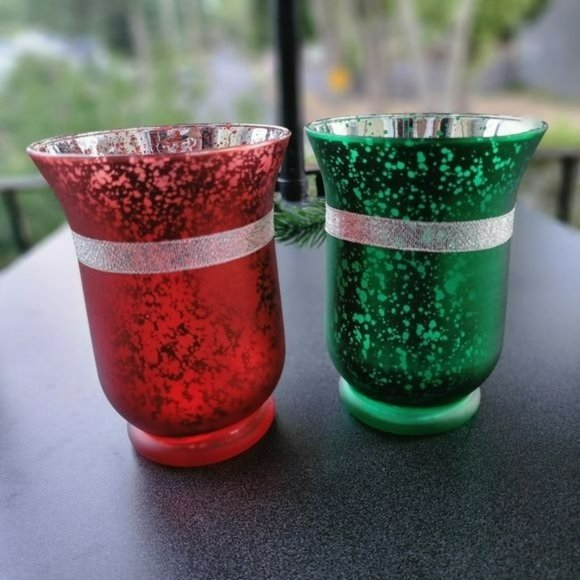 Set of Two Glass Hurricane T-Lite  Candle Holder 6in Tall - Picture 6 of 12